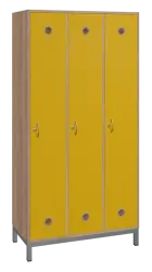 SSLN - 180 - 90 šatní skříň 3-dvéřová, 1800x900x400 mm, kovové nohy, korpus dub bardolino, dvířka žl